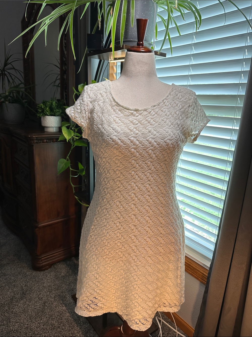 Apt. 9 Cream Lace Fit-and-Flare Mini Dress